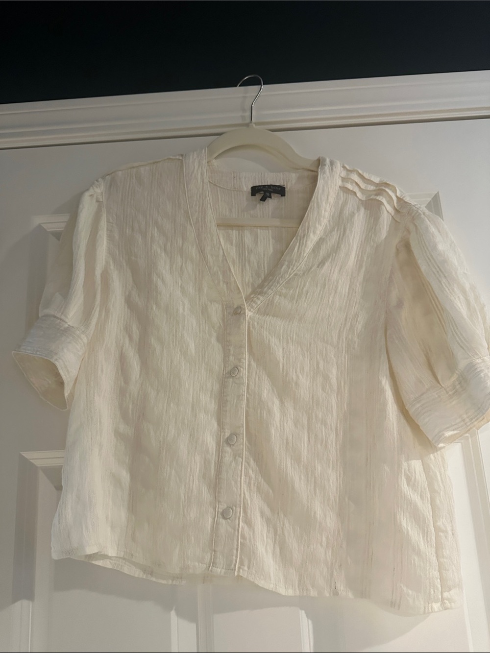 rag & bone Ivory Short-Sleeve Button-Front Blouse